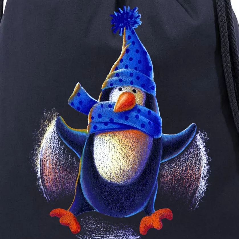 Penguin Snow Angel Drawstring Bag