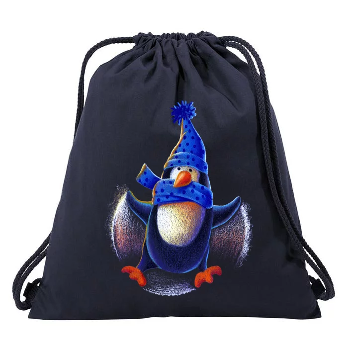 Penguin Snow Angel Drawstring Bag