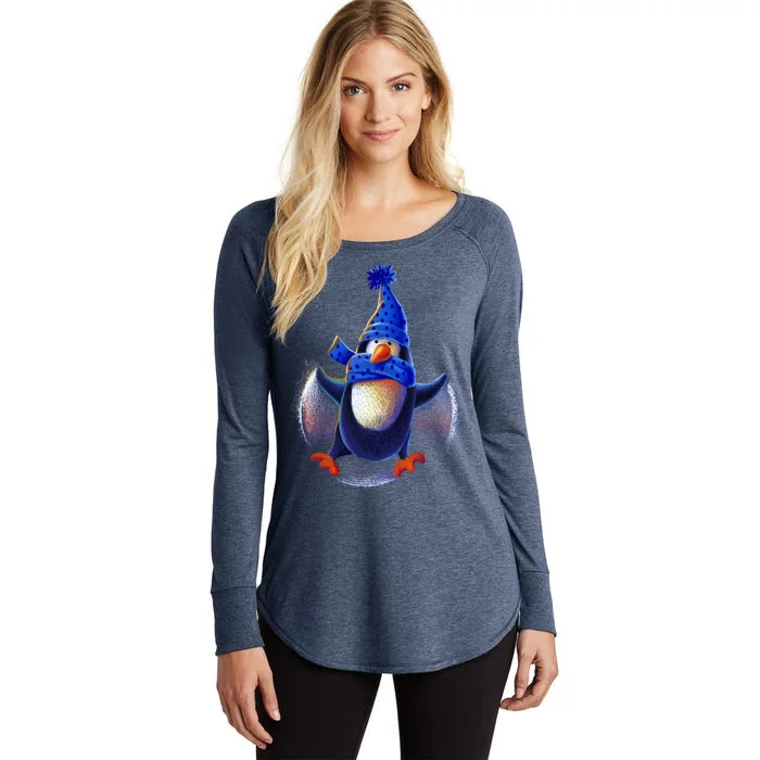 Penguin Snow Angel Women's Perfect Tri Tunic Long Sleeve Shirt