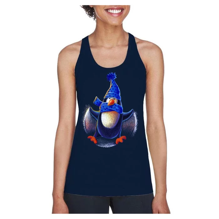 Penguin Snow Angel Women's Racerback Tank