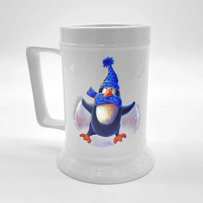 Penguin Snow Angel Front & Back Beer Stein