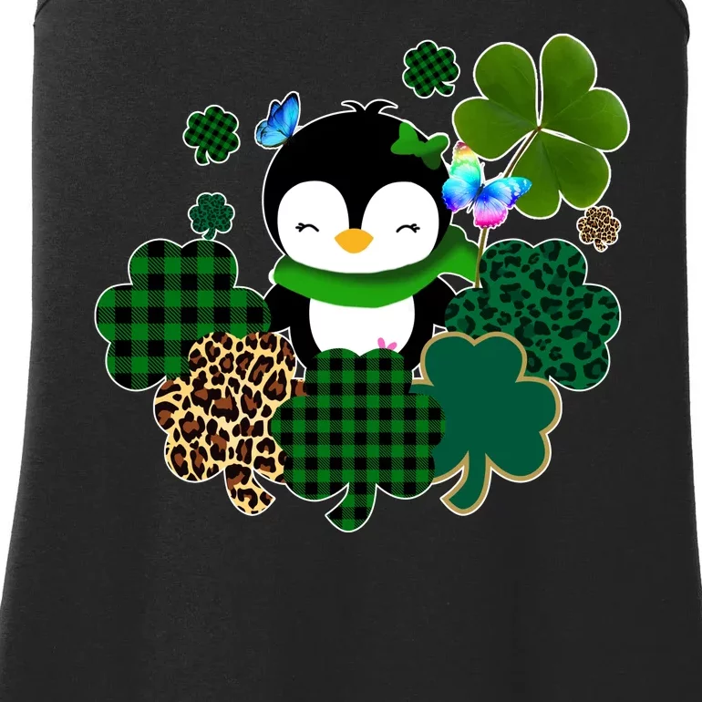 Penguin St Patty's Day Cute Shamrocks Ladies Essential Tank