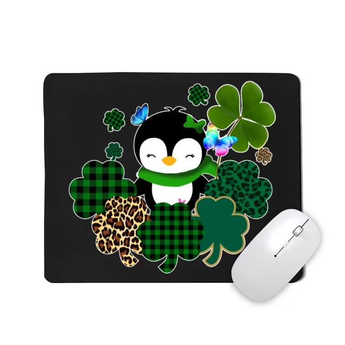 Penguin St Patty's Day Cute Shamrocks Mousepad