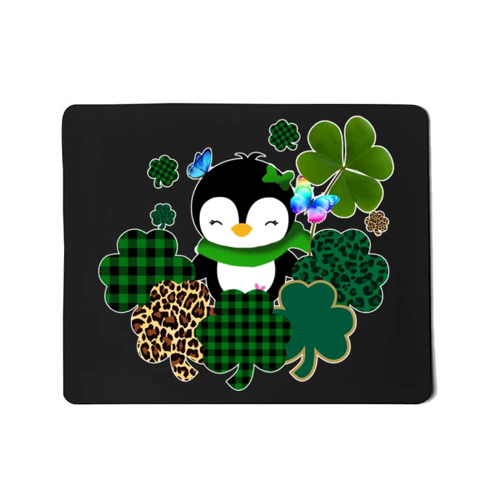 Penguin St Patty's Day Cute Shamrocks Mousepad