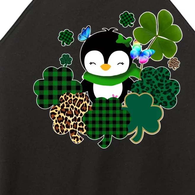 Penguin St Patty's Day Cute Shamrocks Women’s Perfect Tri Rocker Tank