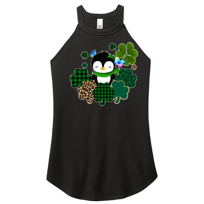 Penguin St Patty's Day Cute Shamrocks Women’s Perfect Tri Rocker Tank