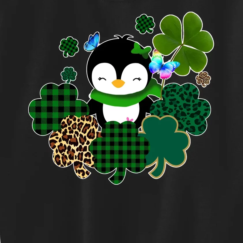 Penguin St Patty's Day Cute Shamrocks Kids Sweatshirt