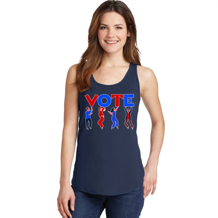 People Holding VOTE Letters  Red White Blue Version Ladies Essential Tank