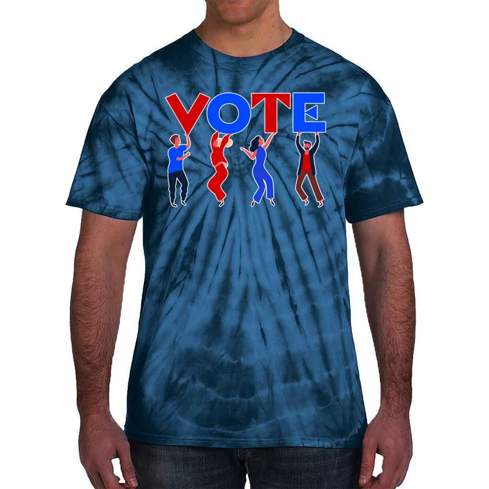 People Holding VOTE Letters  Red White Blue Version Tie-Dye T-Shirt