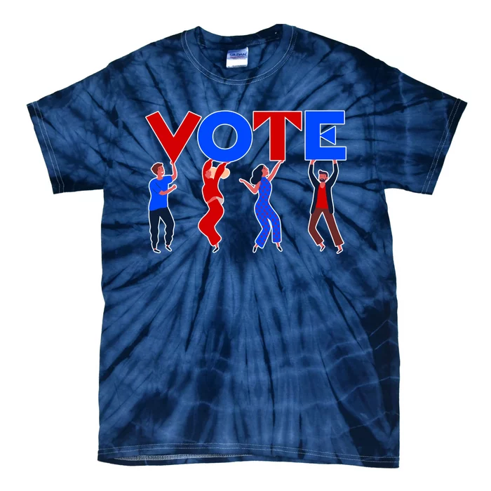 People Holding VOTE Letters  Red White Blue Version Tie-Dye T-Shirt