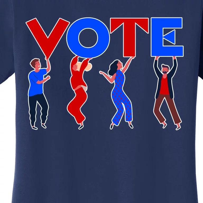 People Holding VOTE Letters  Red White Blue Version Women's T-Shirt