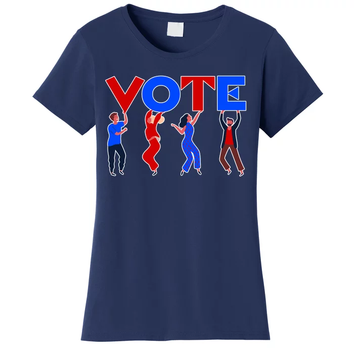 People Holding VOTE Letters  Red White Blue Version Women's T-Shirt