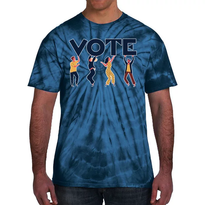 People Holding VOTE Letters Blue And Gold version Tie-Dye T-Shirt