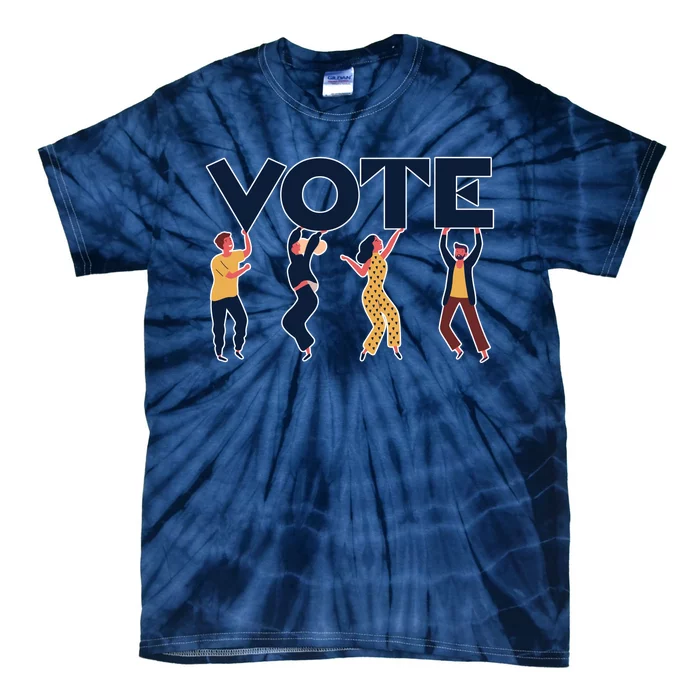 People Holding VOTE Letters Blue And Gold version Tie-Dye T-Shirt