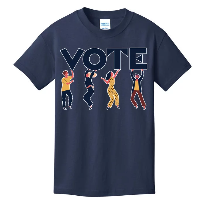 People Holding VOTE Letters Blue And Gold version Kids T-Shirt