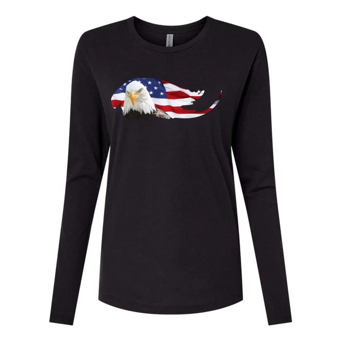 Patriotic Eagle Womens Cotton Relaxed Long Sleeve T-Shirt