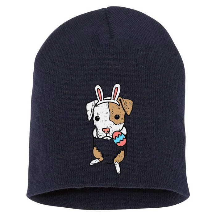 Pocket Easter Pitbull Bunny Pittie Dog Lover Women Short Acrylic Beanie