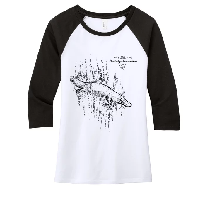 Platypus Engraved Women's Tri-Blend 3/4-Sleeve Raglan Shirt