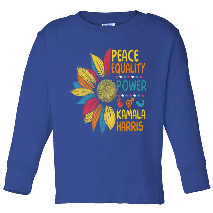 Peace Equality Power Kamala Harris Sunflower Colorful Funny Gift Toddler Long Sleeve Shirt