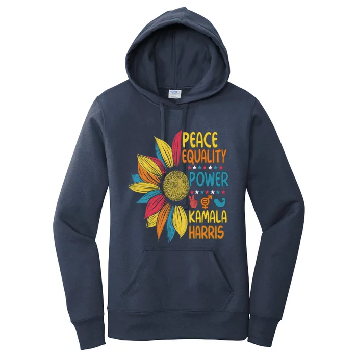 Peace Equality Power Kamala Harris Sunflower Colorful Funny Gift Women's Pullover Hoodie