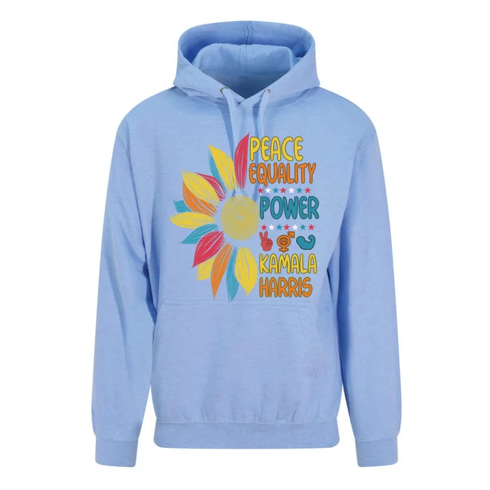 Peace Equality Power Kamala Harris Sunflower Colorful Funny Gift Unisex Surf Hoodie