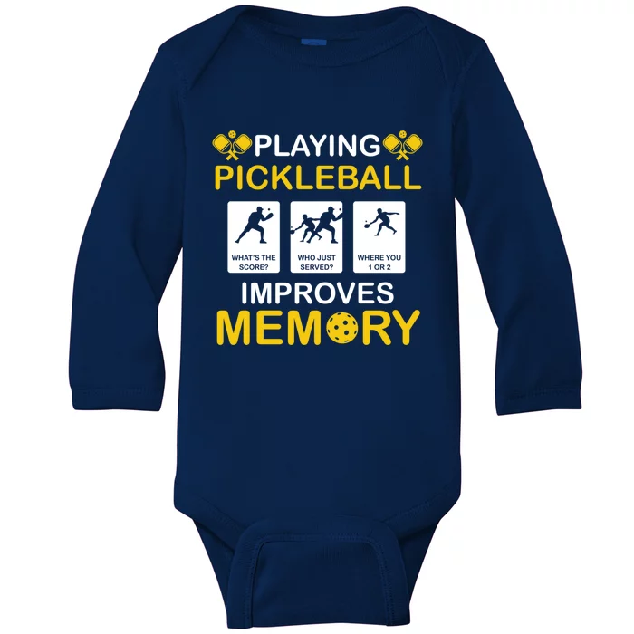 Pickleball Expert Playing Pickleball Improves Memory Gift Baby Long Sleeve Bodysuit