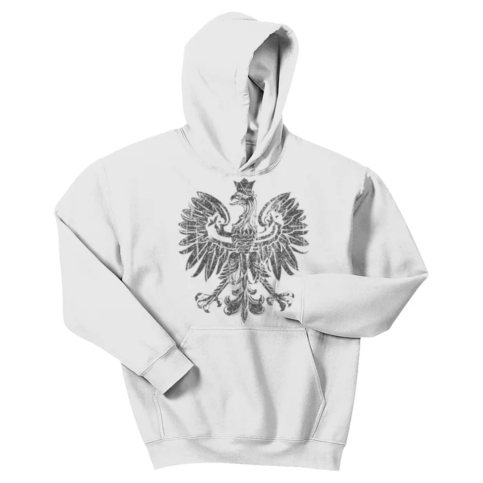 Polish Eagle Poland Coat Of Arms Polish Pride Retro Flag Kids Hoodie