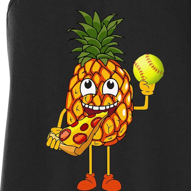 Pineapple Eating Pizza Softball FunnyFoodie Women's Racerback Tank