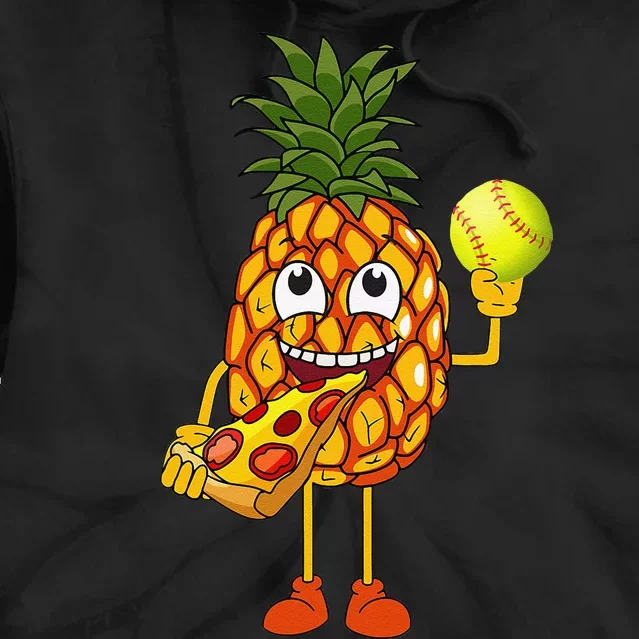 Pineapple Eating Pizza Softball FunnyFoodie Tie Dye Hoodie