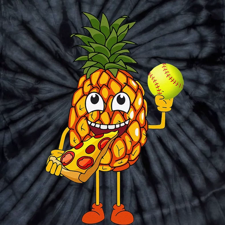 Pineapple Eating Pizza Softball FunnyFoodie Tie-Dye T-Shirt