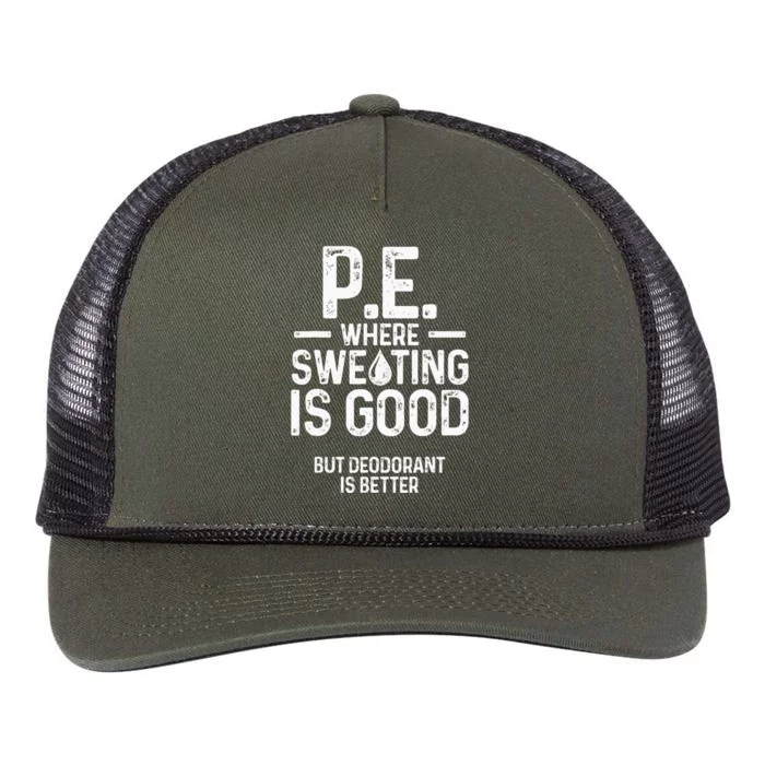 Physical Education PE Where Sweating Is Good PE Teacher Retro Rope Trucker Hat Cap