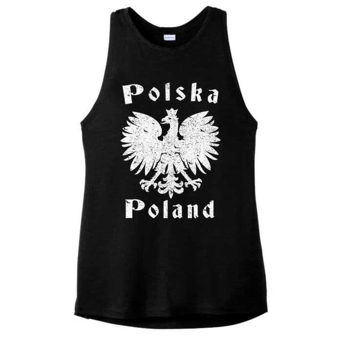 Polish Eagle Poland Coat Of Arms Polska Ladies Tri-Blend Wicking Tank