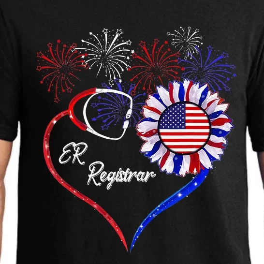 Patriotic ER Registrar American Flag Sunflower Love Pajama Set