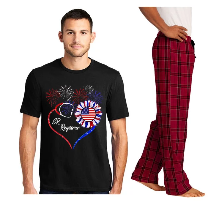 Patriotic ER Registrar American Flag Sunflower Love Pajama Set