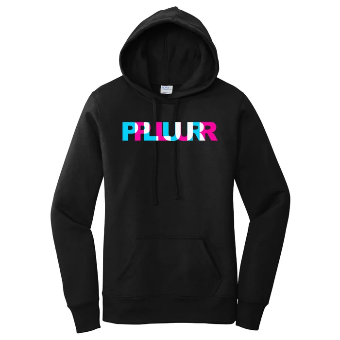 Plur Edm Rave Optical Illusion Glitch Dance Music Festival Women's Pullover Hoodie