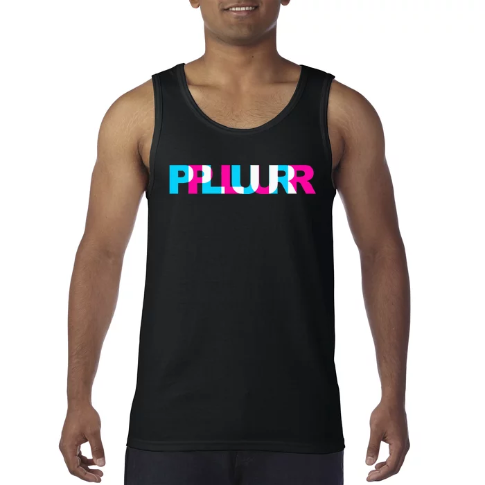 Plur Edm Rave Optical Illusion Glitch Dance Music Festival Tank Top