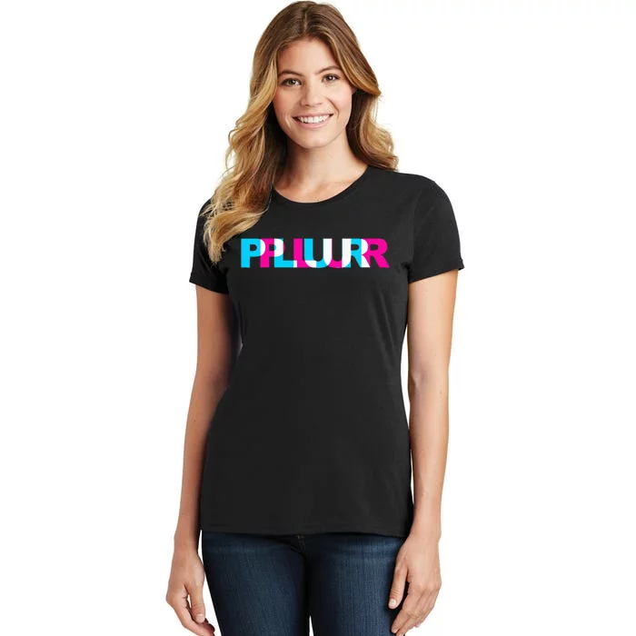 Plur Edm Rave Optical Illusion Glitch Dance Music Festival Women's T-Shirt