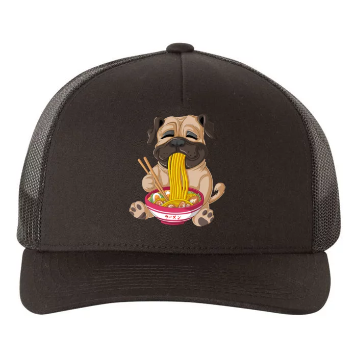 Pug Eating Ramen Yupoong Adult 5-Panel Trucker Hat