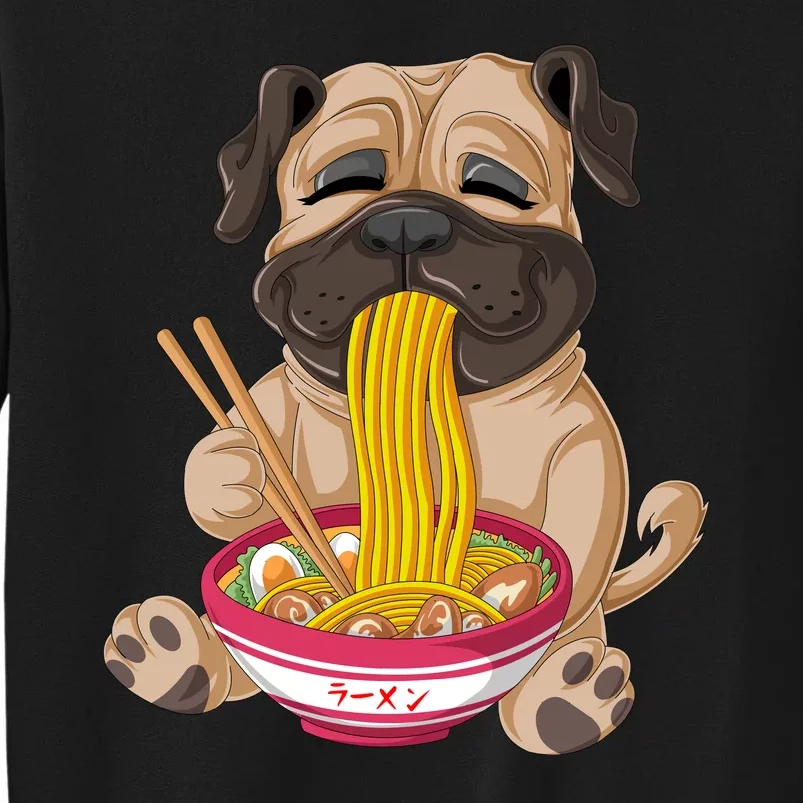 Pug Eating Ramen Tall Sweatshirt