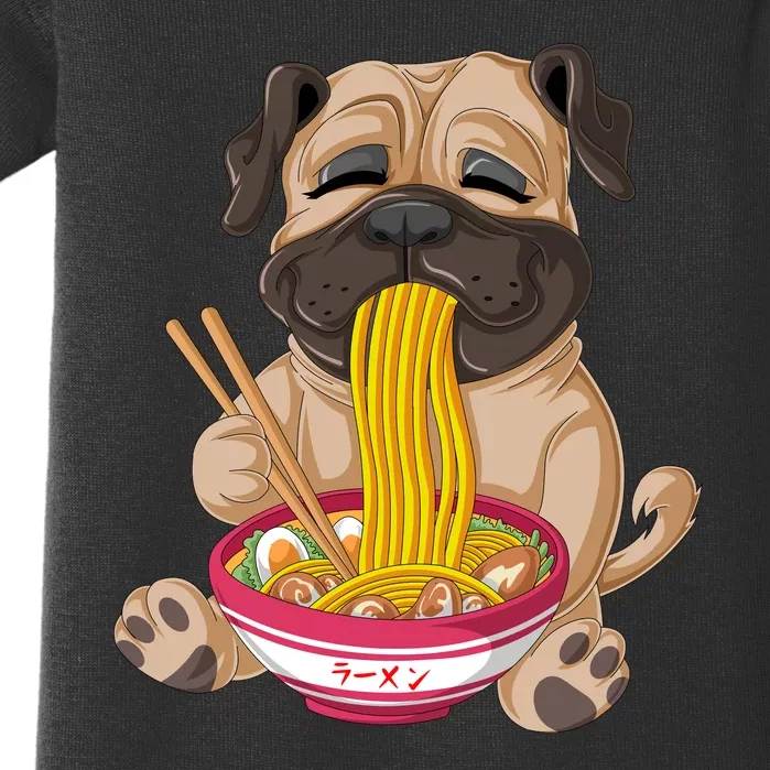 Pug Eating Ramen Baby Bodysuit