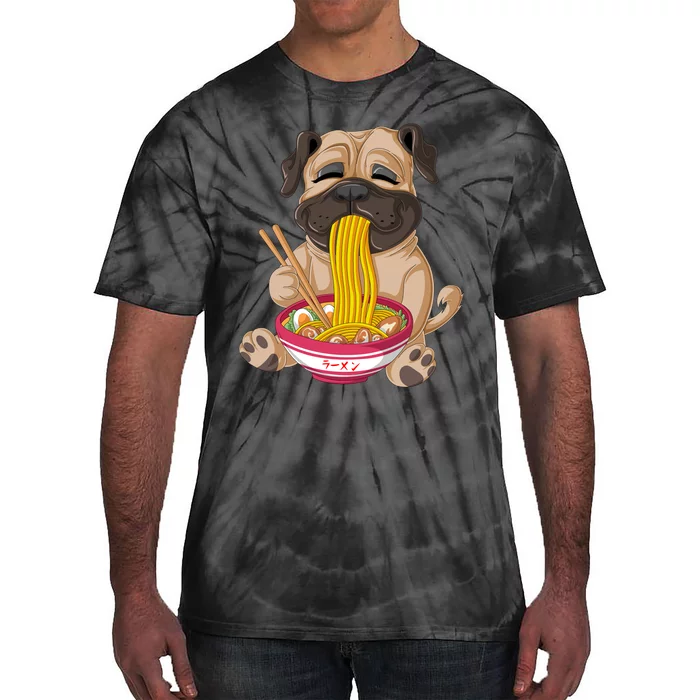 Pug Eating Ramen Tie-Dye T-Shirt