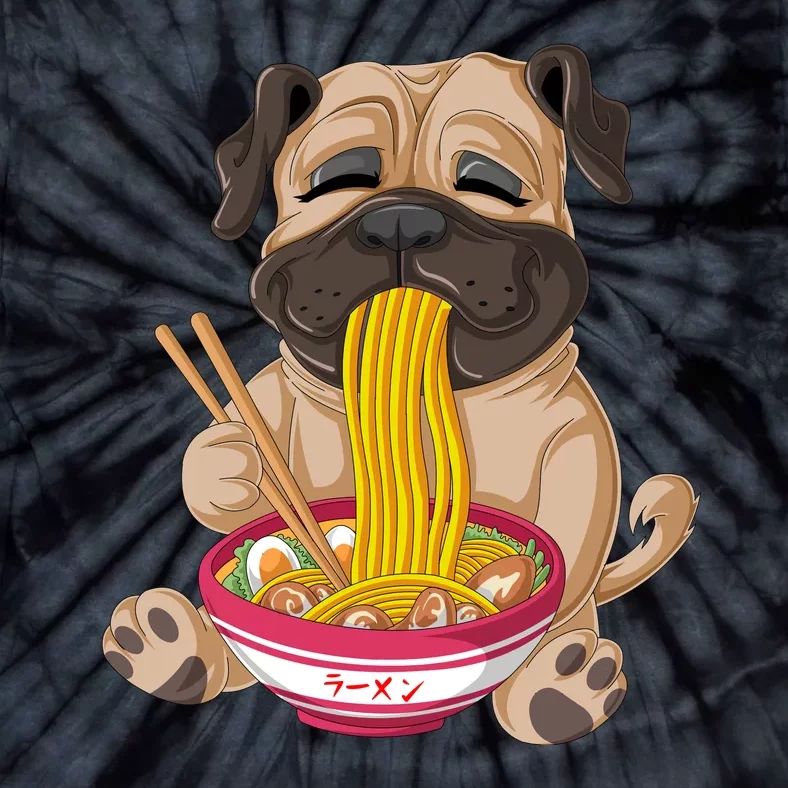 Pug Eating Ramen Tie-Dye T-Shirt