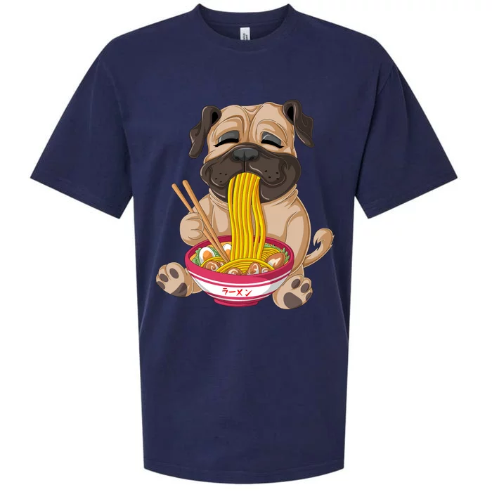 Pug Eating Ramen Sueded Cloud Jersey T-Shirt