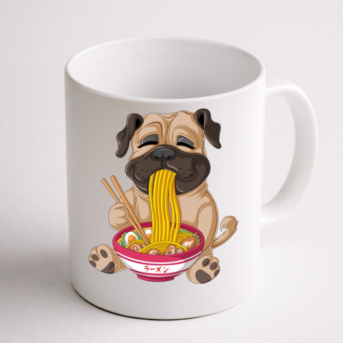 Pug Eating Ramen Front & Back Coffee Mug