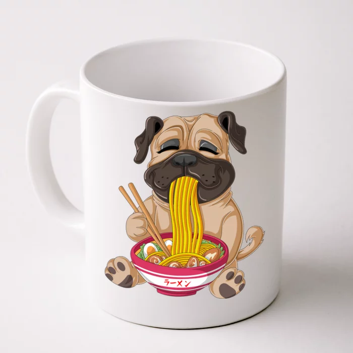 Pug Eating Ramen Front & Back Coffee Mug