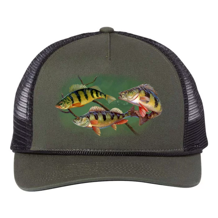 Perch Wild Life Fish Retro Rope Trucker Hat Cap