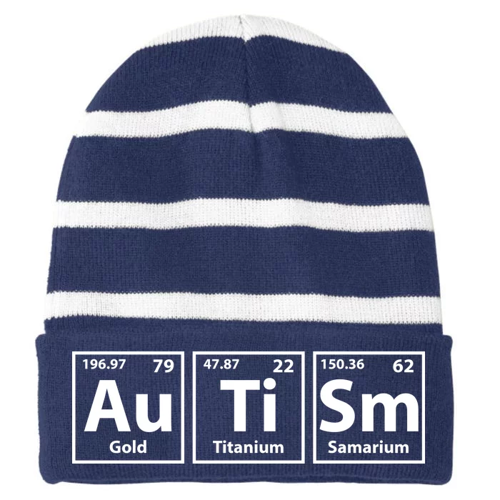 Periodic Table Autism Awareness Striped Beanie with Solid Band