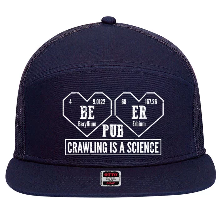 Periodic Table Beer Pub Crawling Is A Science 7 Panel Mesh Trucker Snapback Hat