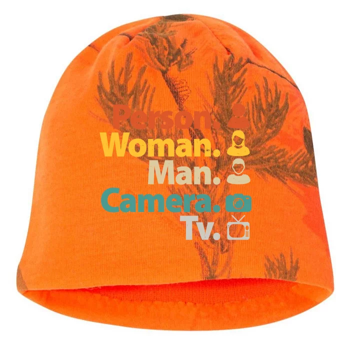 Person Woman Man Camera TV Donald Trump Cognitive Test Kati - Camo Knit Beanie