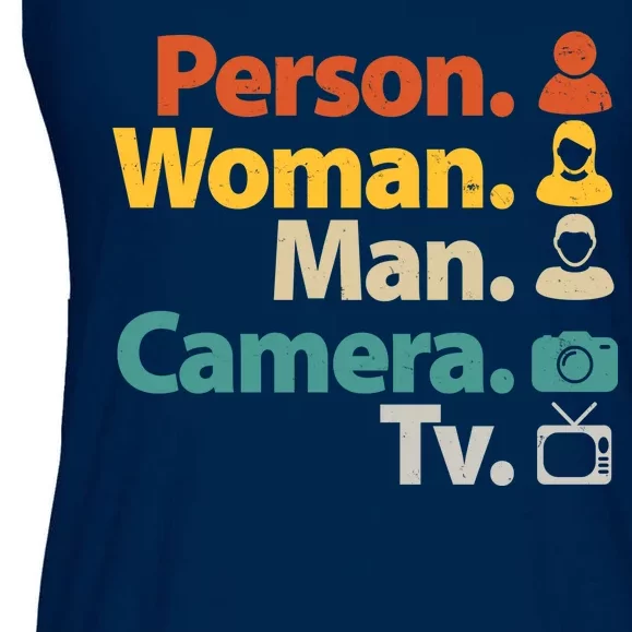 Person Woman Man Camera TV Donald Trump Cognitive Test Ladies Essential Flowy Tank